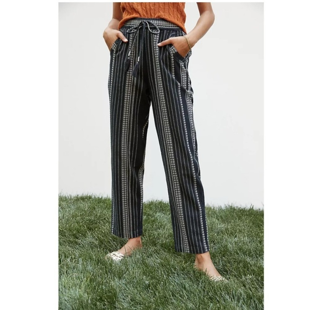 Anthropologie Essential Beach Pants Black White Aztec Womens Small